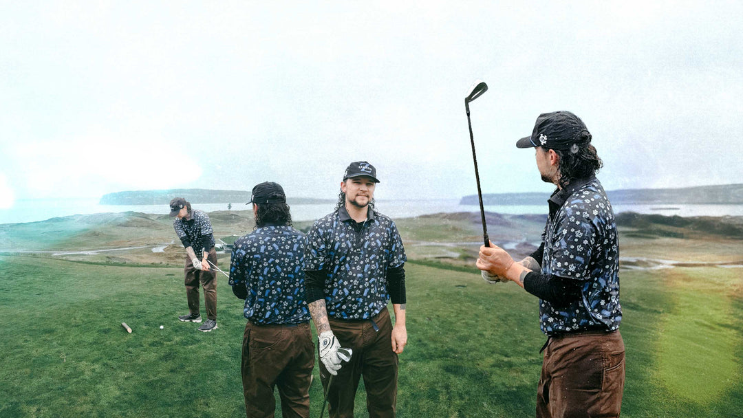 Violent Gentlemen Hockey Clothing Company new golf polos and hats in collaboration with Zamboni - the official ice resurfacing machine. Violent Gentlemen Staff test the new products at the Chambers Bay golf course on a foggy day.