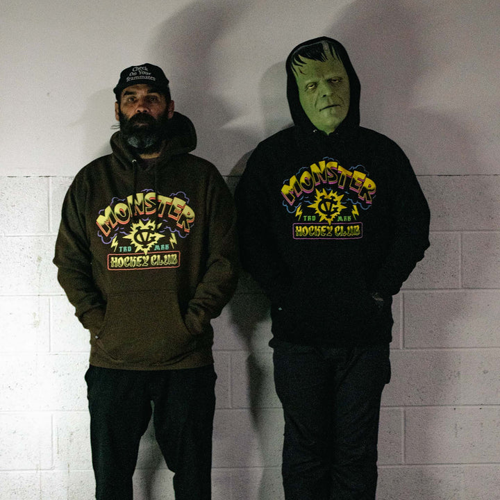 Hockey Monster Hockey Club Pullover Hood - - Men's Fleece Tops - Violent Gentlemen Hockey Lifestyle | Built by Fans for Fans | Perfect Gift for hockey fan or hockey players that live in the hockey culture