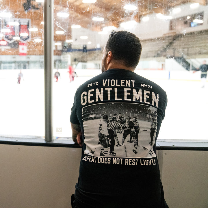Hockey Defeat Premium Tee - - Men's T-Shirts - Violent Gentlemen Hockey Lifestyle | Built by Fans for Fans | Perfect Gift for hockey fan or hockey players that live in the hockey culture