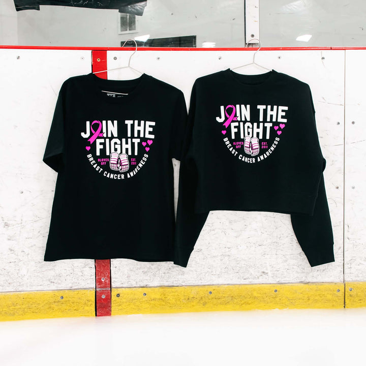 Hockey Gloves Off Womens Cropped Crewneck - - Women's Fleece Tops - Violent Gentlemen Hockey Lifestyle | Built by Fans for Fans | Perfect Gift for hockey fan or hockey players that live in the hockey culture