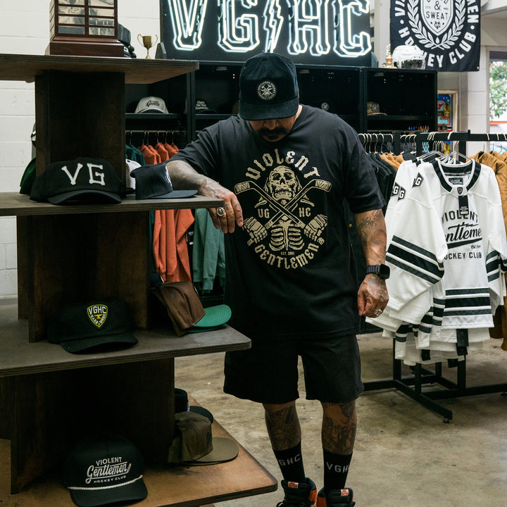 Hockey Shinigami Premium Tee - - Men's T-Shirts - Violent Gentlemen Hockey Lifestyle | Built by Fans for Fans | Perfect Gift for hockey fan or hockey players that live in the hockey culture