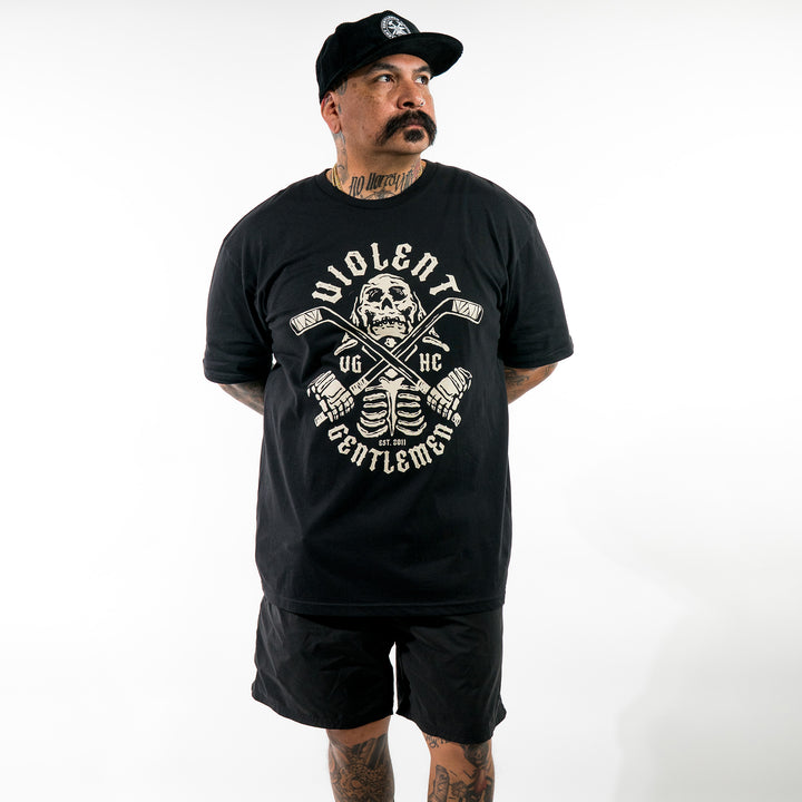 Hockey Shinigami Premium Tee - - Men's T-Shirts - Violent Gentlemen Hockey Lifestyle | Built by Fans for Fans | Perfect Gift for hockey fan or hockey players that live in the hockey culture