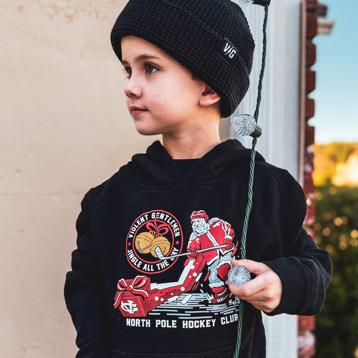 Hockey Jingle Kids Pullover Hood - - Kid's Fleece Tops - Violent Gentlemen Hockey Lifestyle | Built by Fans for Fans | Perfect Gift for hockey fan or hockey players that live in the hockey culture