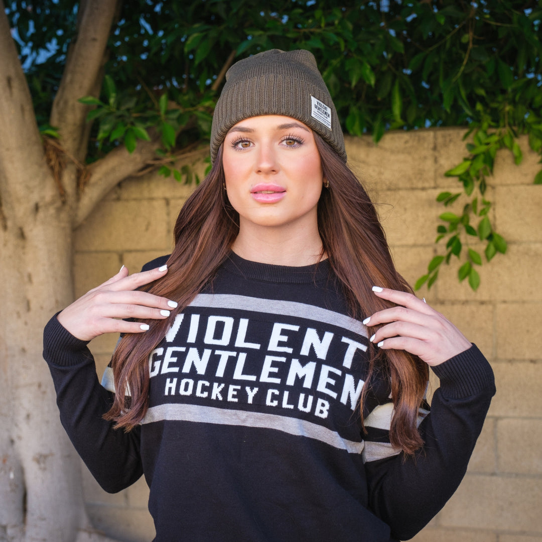 Hockey Game Day Beanie - - Beanies - Violent Gentlemen Hockey Lifestyle | Built by Fans for Fans | Perfect Gift for hockey fan or hockey players that live in the hockey culture