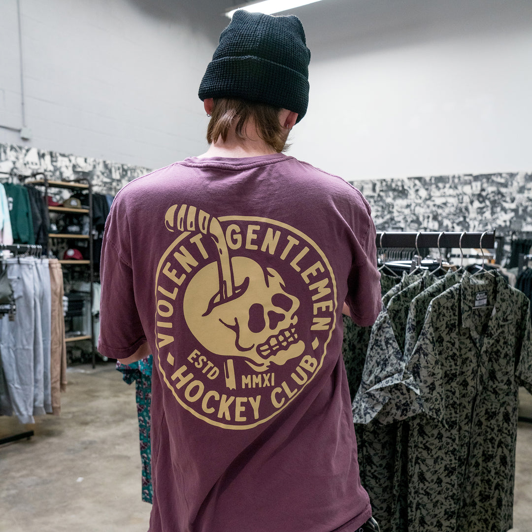 Hockey Headache Garment Dye Tee - - Men's T-Shirts - Violent Gentlemen Hockey Lifestyle | Built by Fans for Fans | Perfect Gift for hockey fan or hockey players that live in the hockey culture