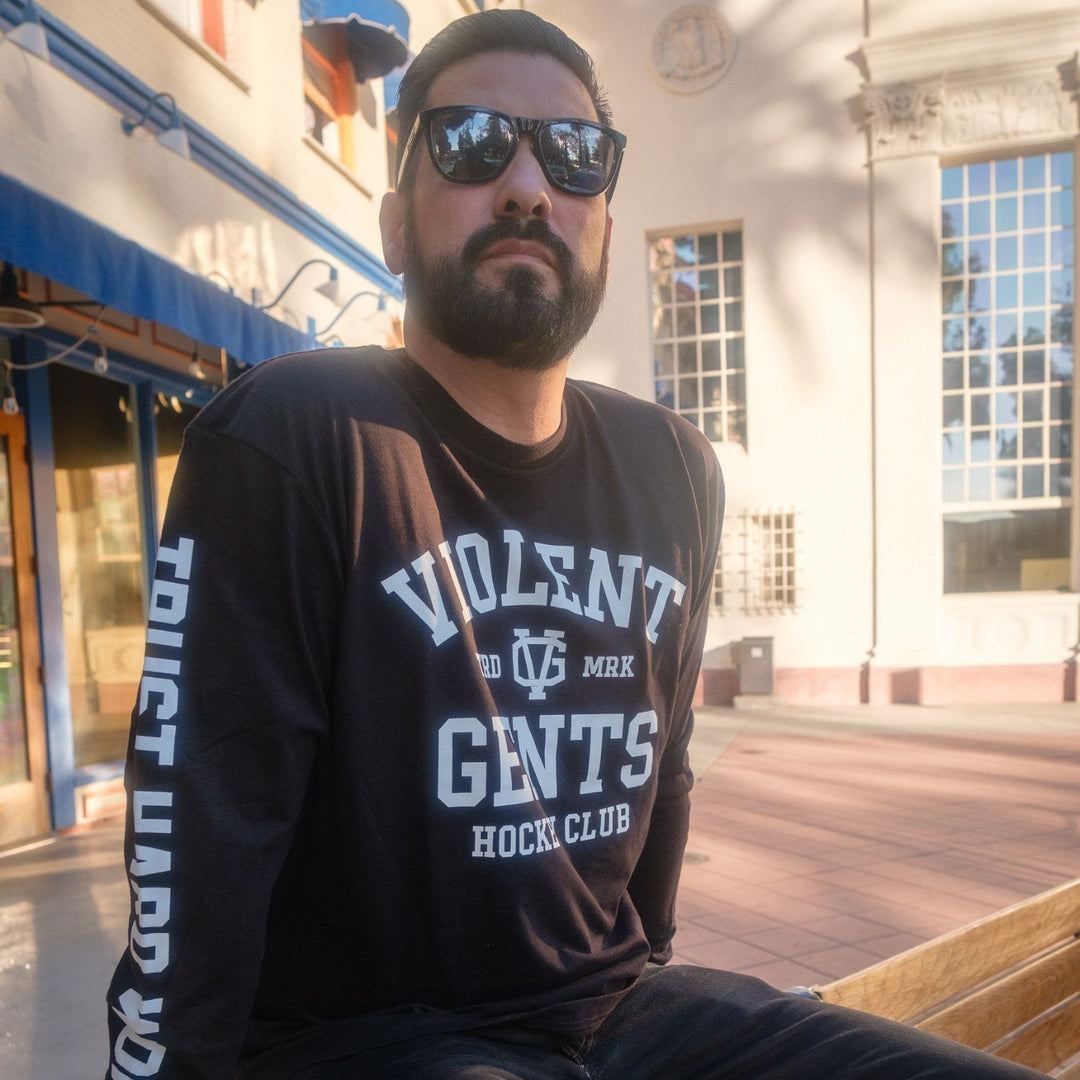 Hockey Chelios Long Sleeve Tee - - Men's Long Sleeve T-Shirts - Violent Gentlemen Hockey Lifestyle | Built by Fans for Fans | Perfect Gift for hockey fan or hockey players that live in the hockey culture