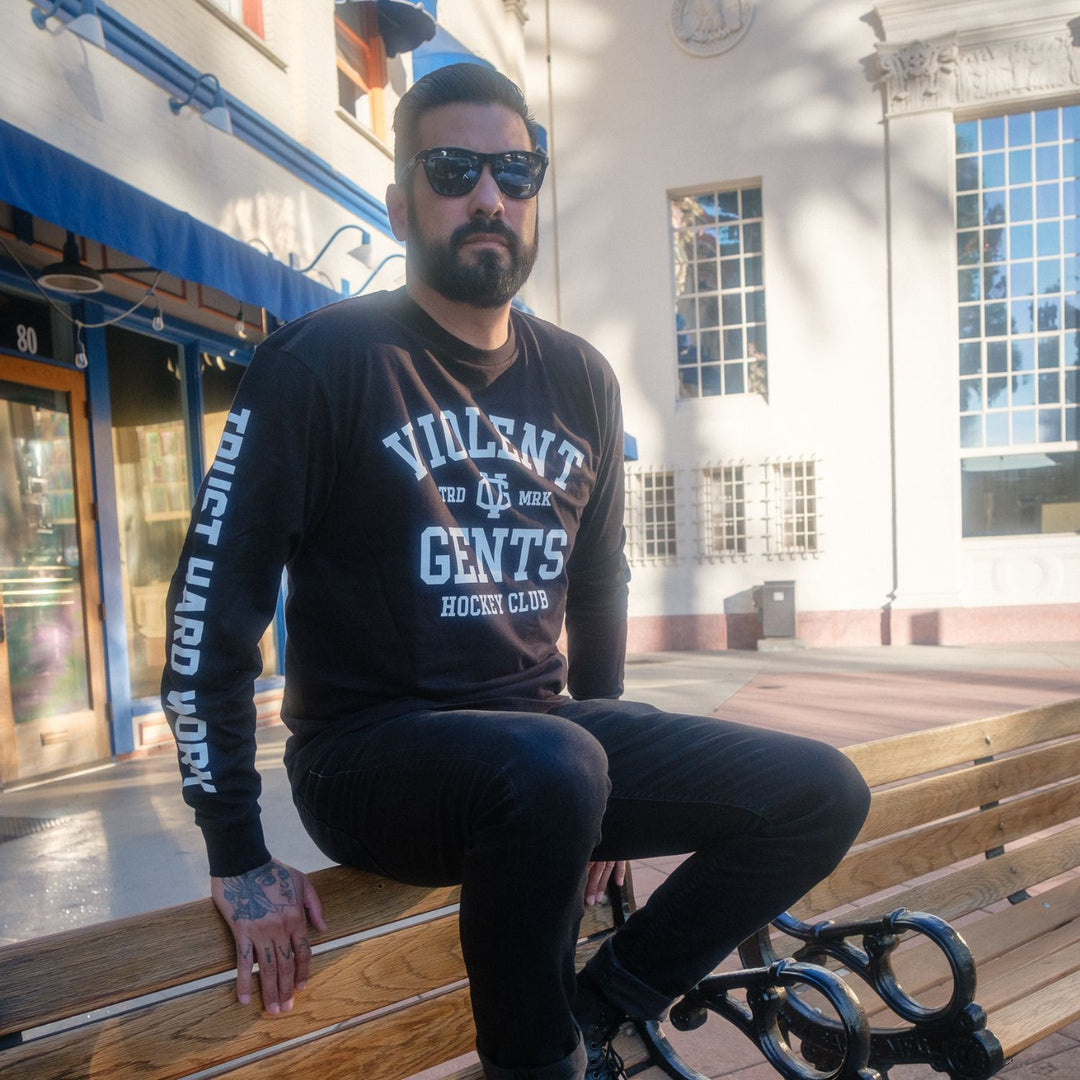 Hockey Chelios Long Sleeve Tee - - Men's Long Sleeve T-Shirts - Violent Gentlemen Hockey Lifestyle | Built by Fans for Fans | Perfect Gift for hockey fan or hockey players that live in the hockey culture