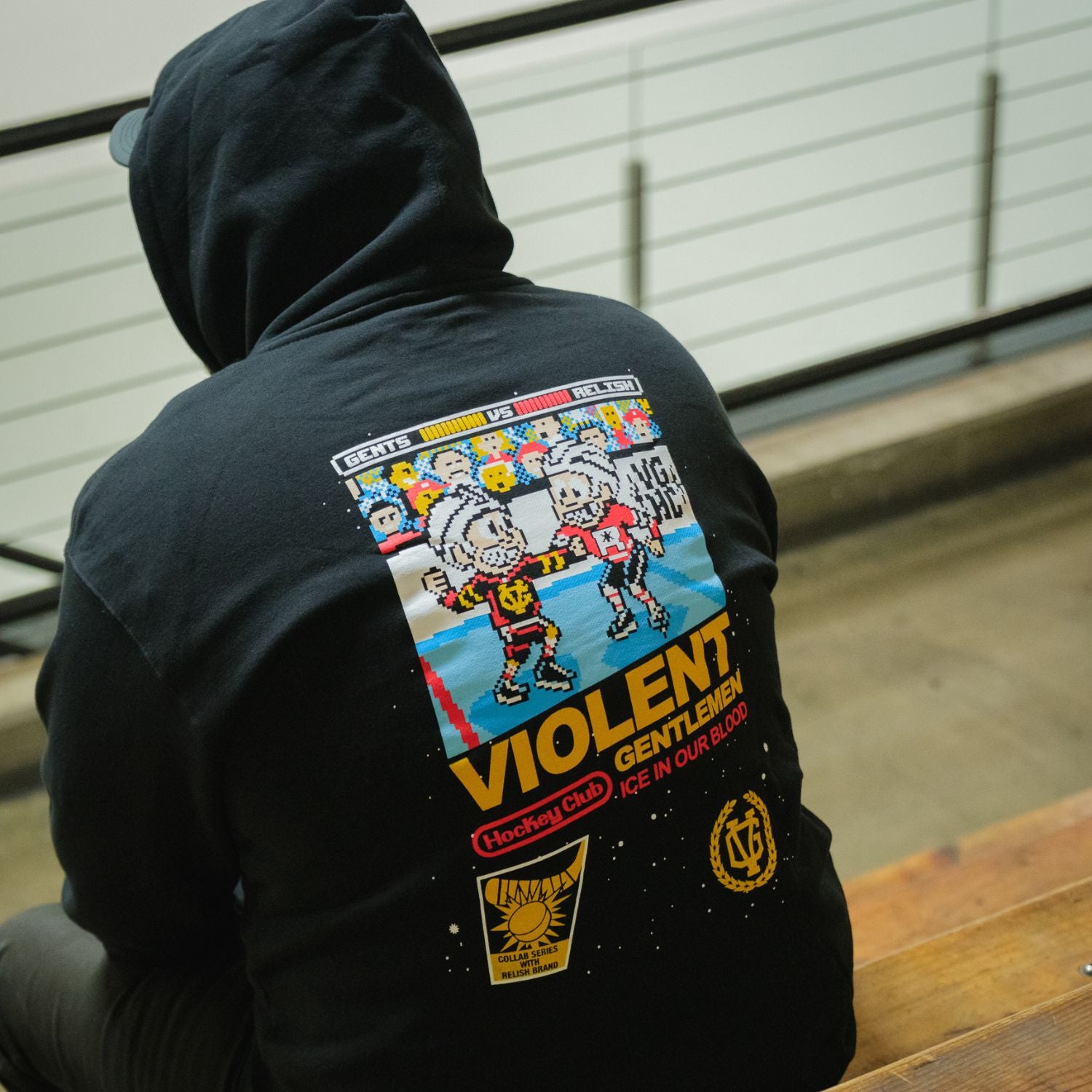 8-Bit Pullover Hood | Violent Gentlemen Hockey Fleece Hoodie Retro