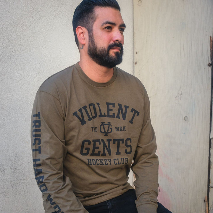 Hockey Chelios Long Sleeve Tee - - Men's Long Sleeve T-Shirts - Violent Gentlemen Hockey Lifestyle | Built by Fans for Fans | Perfect Gift for hockey fan or hockey players that live in the hockey culture