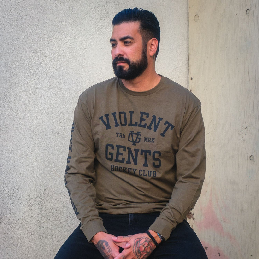 Hockey Chelios Long Sleeve Tee - - Men's Long Sleeve T-Shirts - Violent Gentlemen Hockey Lifestyle | Built by Fans for Fans | Perfect Gift for hockey fan or hockey players that live in the hockey culture