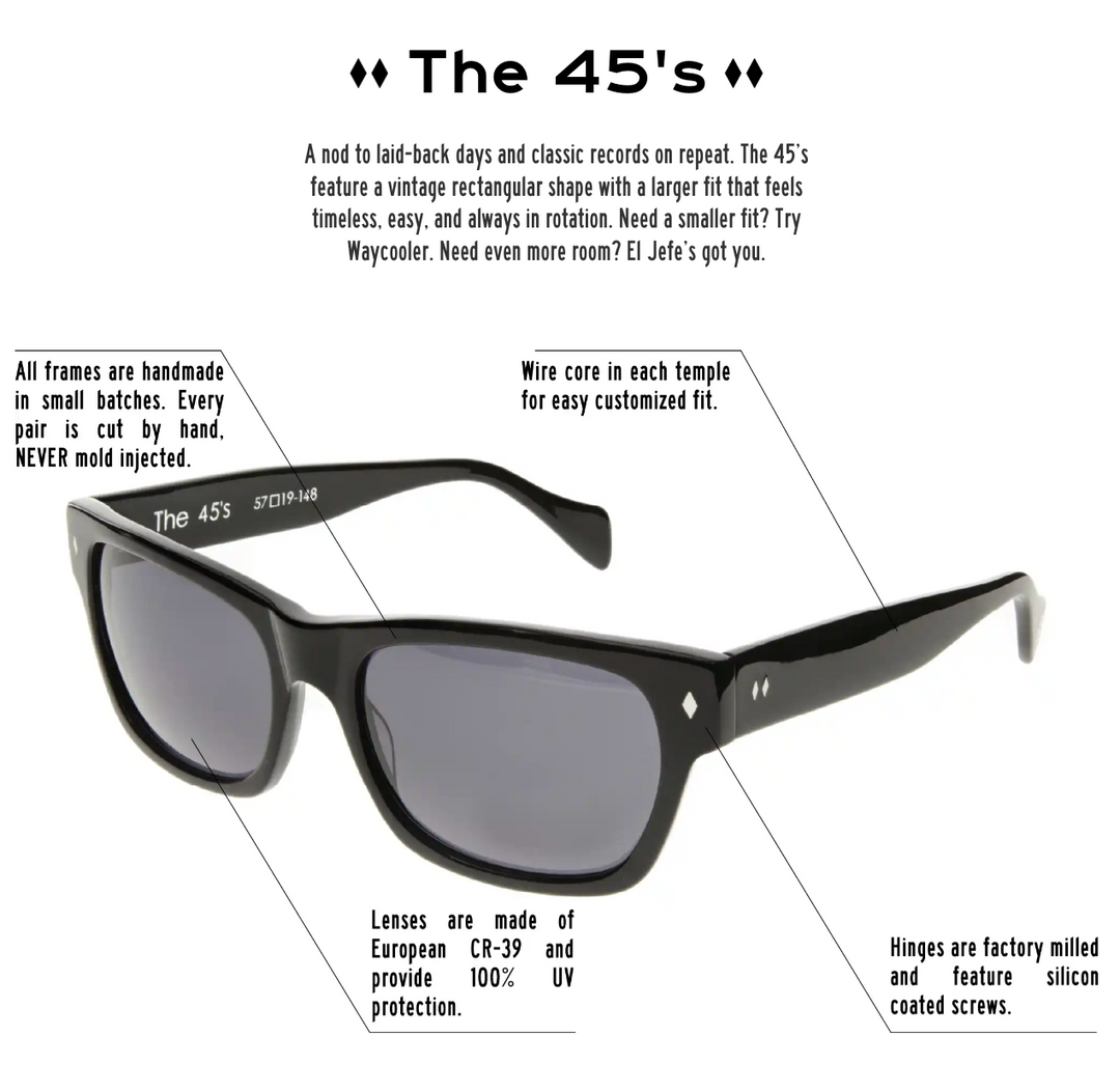 Hockey The 45's Tres Noir Sunglasses - - Accessories - Violent Gentlemen Hockey Lifestyle | Built by Fans for Fans | Perfect Gift for hockey fan or hockey players that live in the hockey culture
