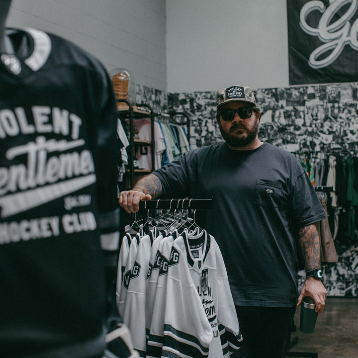 Hockey Lemieux Garment Dye Pocket Tee - - Men's T-Shirts - Violent Gentlemen Hockey Lifestyle | Built by Fans for Fans | Perfect Gift for hockey fan or hockey players that live in the hockey culture