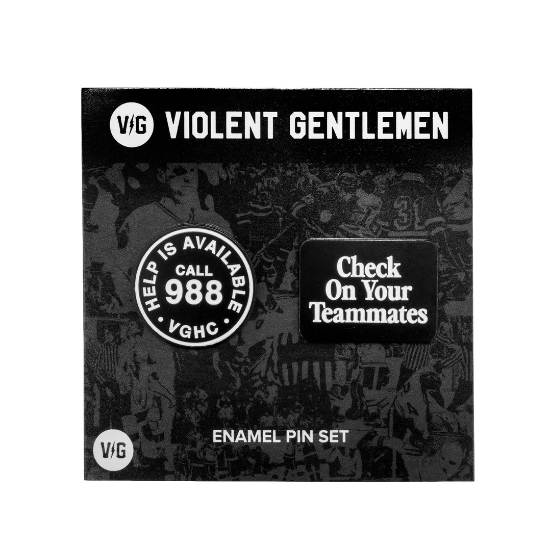 Hockey Check On Your Teammates Enamel Pin Set - - Accessories - Violent Gentlemen Hockey Lifestyle | Built by Fans for Fans | Perfect Gift for hockey fan or hockey players that live in the hockey culture