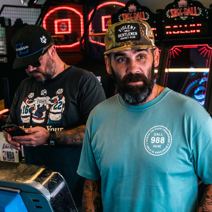 Hockey Stamp Garment Dye Tee - - Men's T-Shirts - Violent Gentlemen Hockey Lifestyle | Built by Fans for Fans | Perfect Gift for hockey fan or hockey players that live in the hockey culture