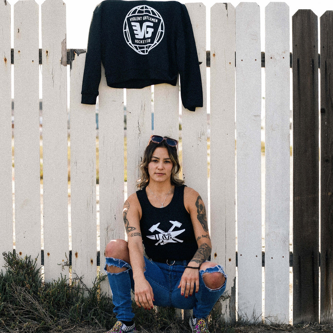 Hockey Hammerhead Womens Rib Crop Tank - - Women's Tank Tops - Violent Gentlemen Hockey Lifestyle | Built by Fans for Fans | Perfect Gift for hockey fan or hockey players that live in the hockey culture