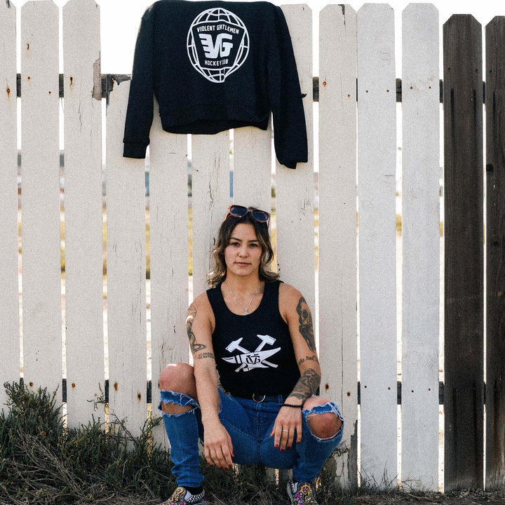 Hockey Hammerhead Womens Rib Crop Tank - - Women's Tank Tops - Violent Gentlemen Hockey Lifestyle | Built by Fans for Fans | Perfect Gift for hockey fan or hockey players that live in the hockey culture