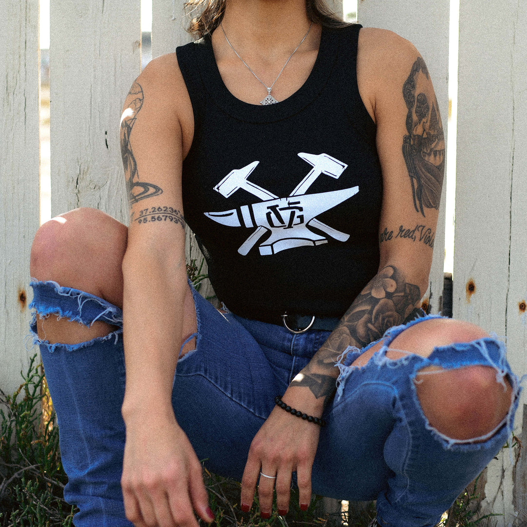 Hockey Hammerhead Womens Rib Crop Tank - - Women's Tank Tops - Violent Gentlemen Hockey Lifestyle | Built by Fans for Fans | Perfect Gift for hockey fan or hockey players that live in the hockey culture