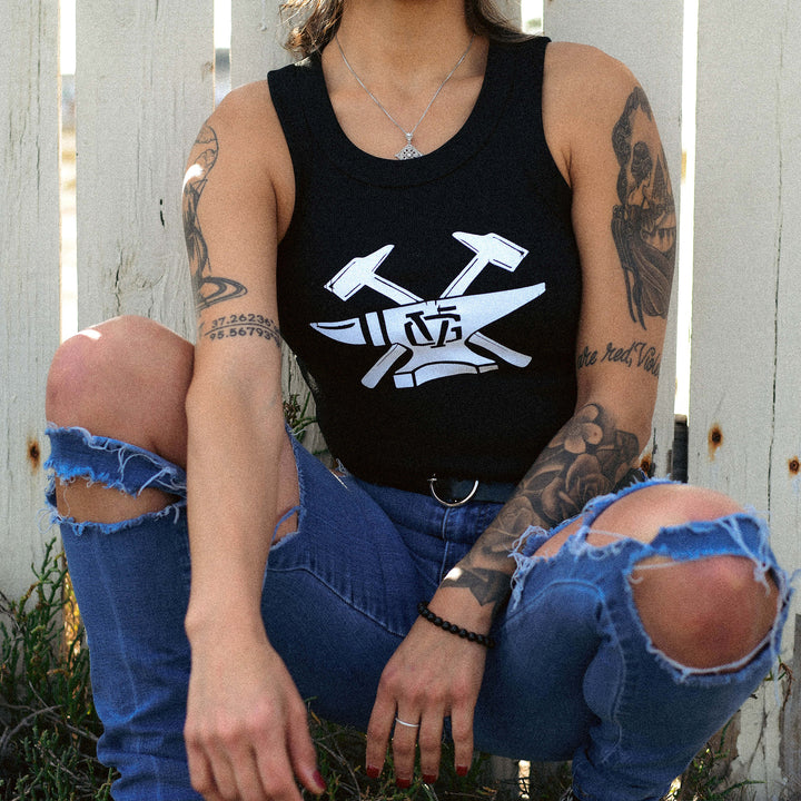 Hockey Hammerhead Womens Rib Crop Tank - - Women's Tank Tops - Violent Gentlemen Hockey Lifestyle | Built by Fans for Fans | Perfect Gift for hockey fan or hockey players that live in the hockey culture