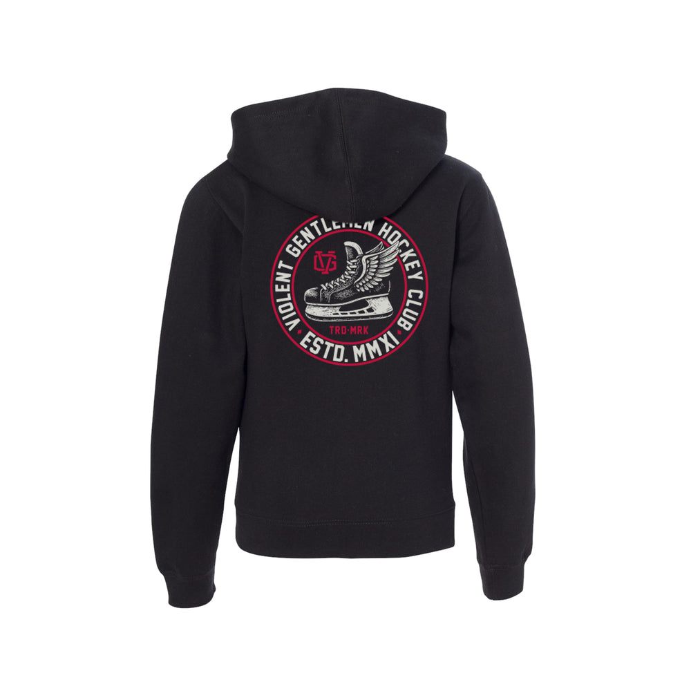 Hockey Winged Kids Zip Hood - - Kid's Fleece Tops - Violent Gentlemen Hockey Lifestyle | Built by Fans for Fans | Perfect Gift for hockey fan or hockey players that live in the hockey culture