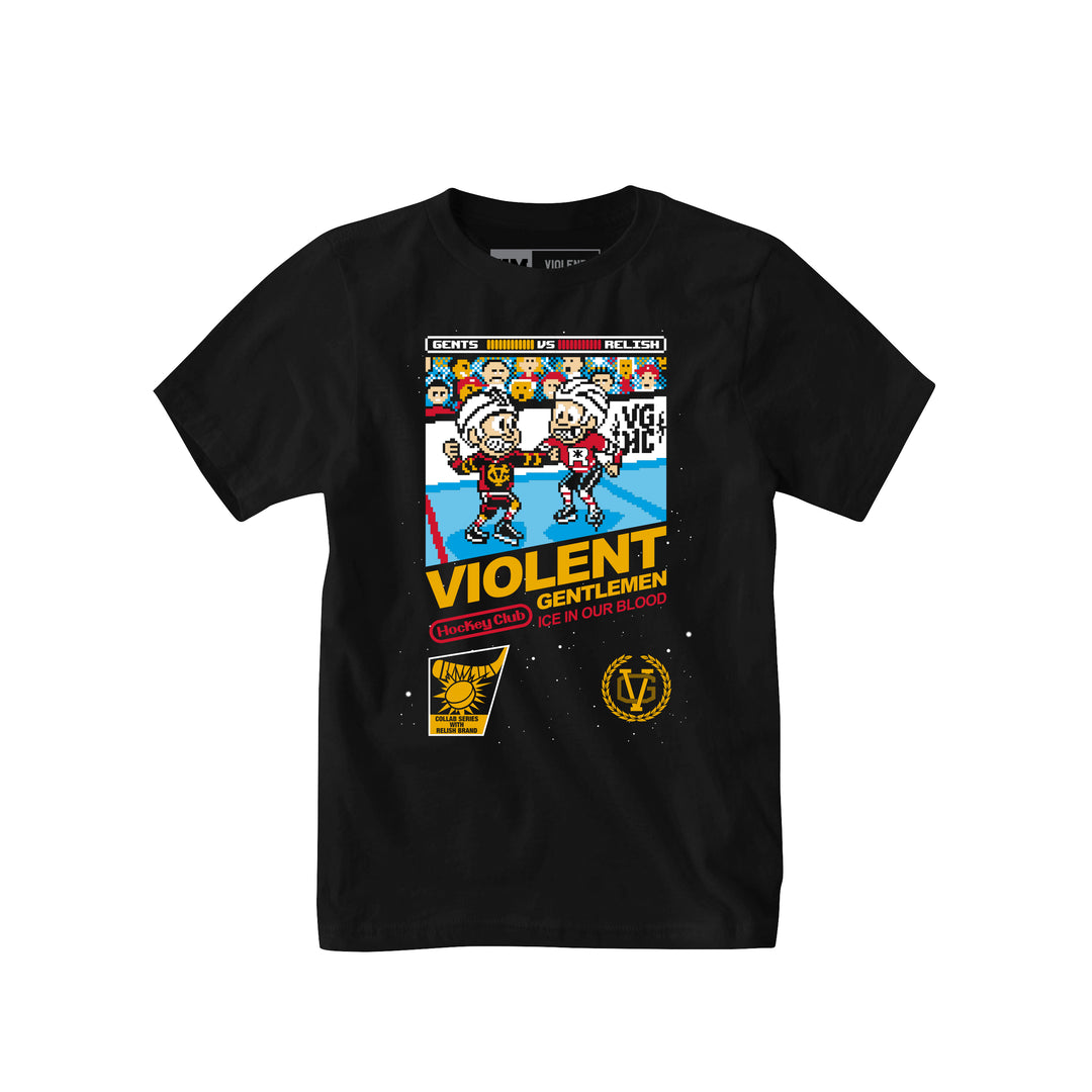 Hockey 8-Bit Kids Tee - - Kid's T-Shirts - Violent Gentlemen Hockey Lifestyle | Built by Fans for Fans | Perfect Gift for hockey fan or hockey players that live in the hockey culture