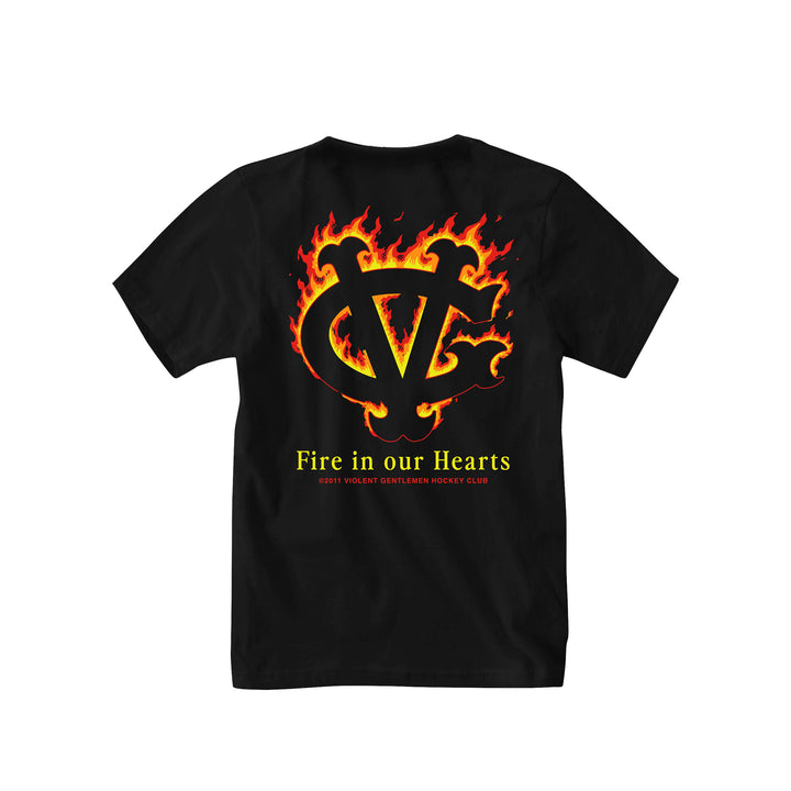 Hockey Winger In Flames Kids Tee - - Kid's T-Shirts - Violent Gentlemen Hockey Lifestyle | Built by Fans for Fans | Perfect Gift for hockey fan or hockey players that live in the hockey culture