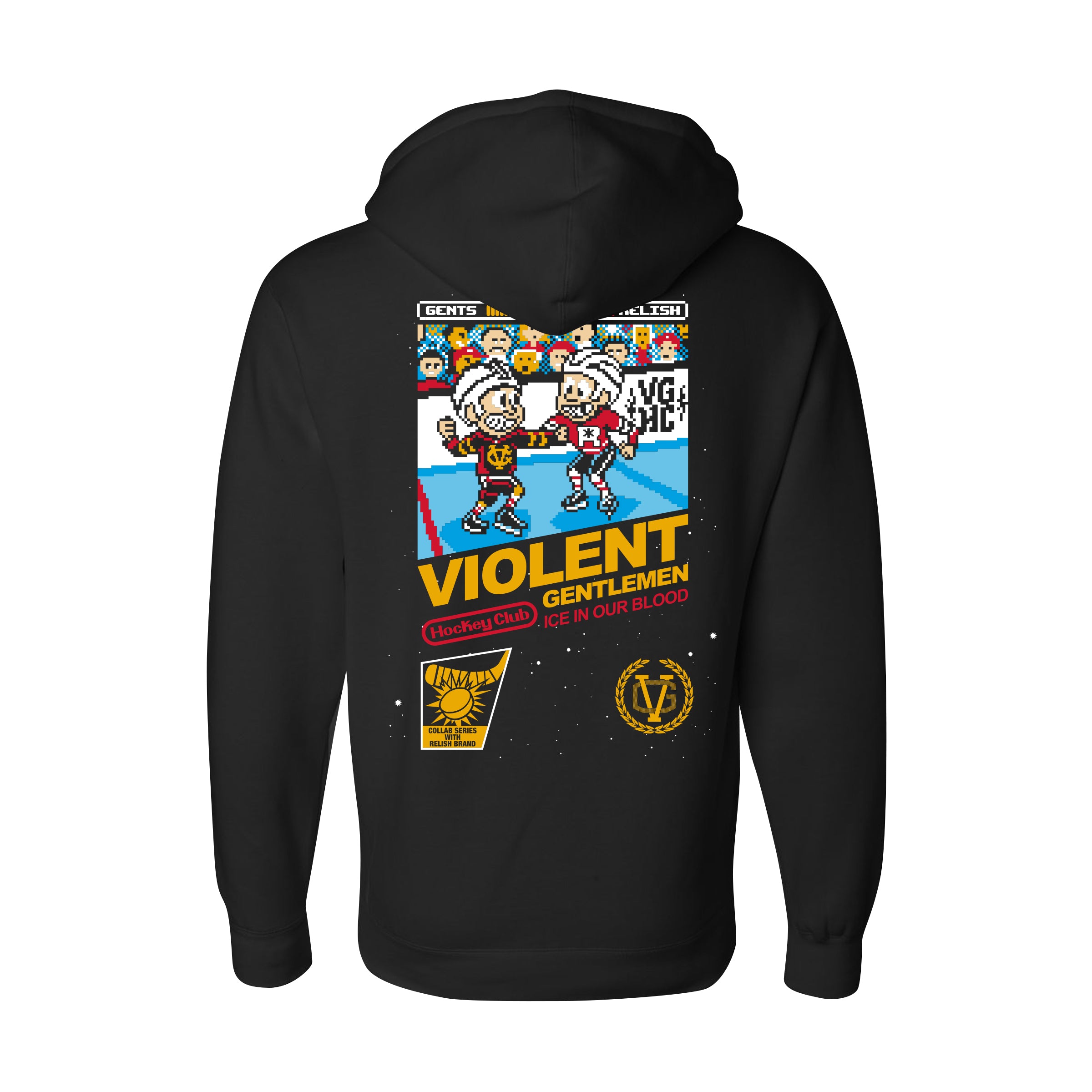 8-Bit Pullover Hood | Violent Gentlemen Hockey Fleece Hoodie Retro