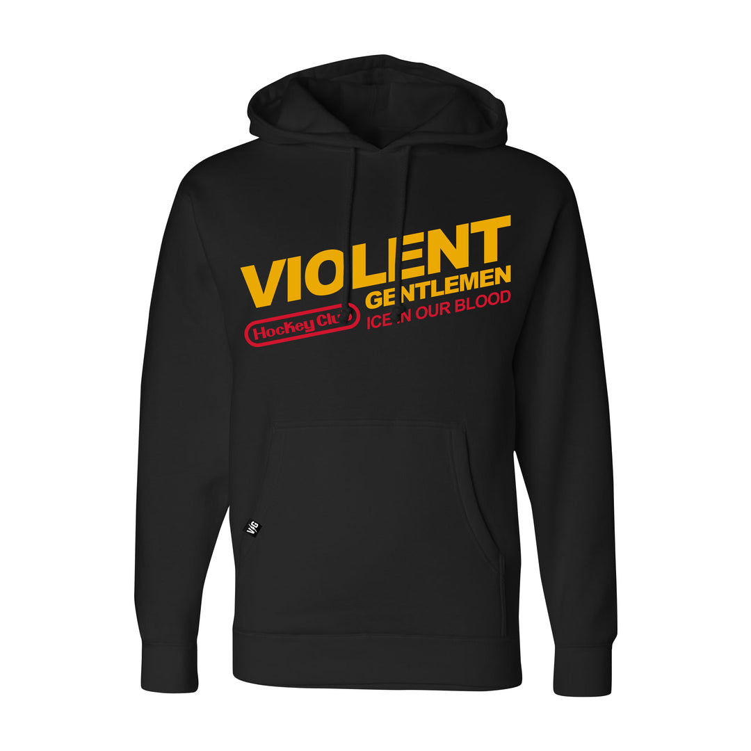 Hockey 8-Bit Pullover Hood - - Men's Fleece Tops - Violent Gentlemen Hockey Lifestyle | Built by Fans for Fans | Perfect Gift for hockey fan or hockey players that live in the hockey culture