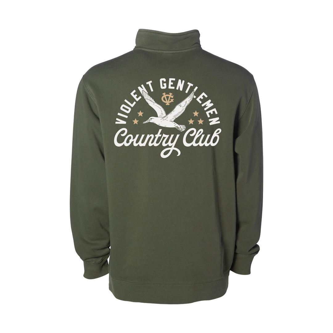 Hockey Albatross Garment Dyed Quarter Zip - - Men's Jackets - Violent Gentlemen Hockey Lifestyle | Built by Fans for Fans | Perfect Gift for hockey fan or hockey players that live in the hockey culture