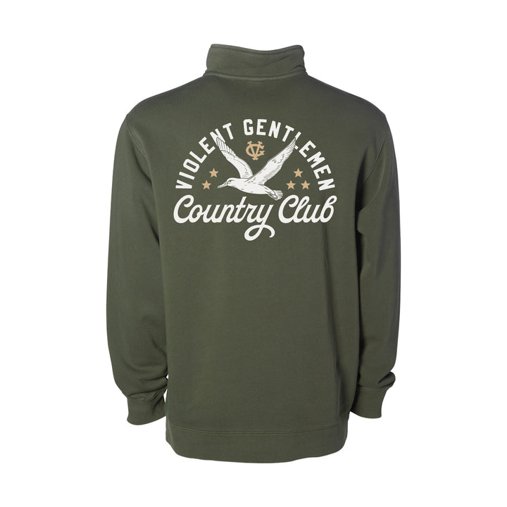 Hockey Albatross Garment Dyed Quarter Zip - - Men's Jackets - Violent Gentlemen Hockey Lifestyle | Built by Fans for Fans | Perfect Gift for hockey fan or hockey players that live in the hockey culture