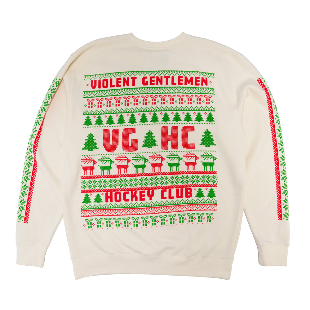 Hockey Yuletide Crew Neck - - Men's Fleece Tops - Violent Gentlemen Hockey Lifestyle | Built by Fans for Fans | Perfect Gift for hockey fan or hockey players that live in the hockey culture
