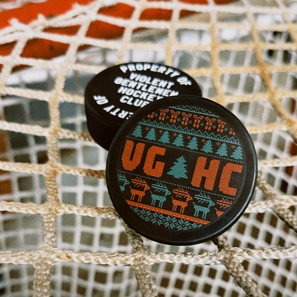 Hockey Yuletide Hockey Puck - - Accessories - Violent Gentlemen Hockey Lifestyle | Built by Fans for Fans | Perfect Gift for hockey fan or hockey players that live in the hockey culture