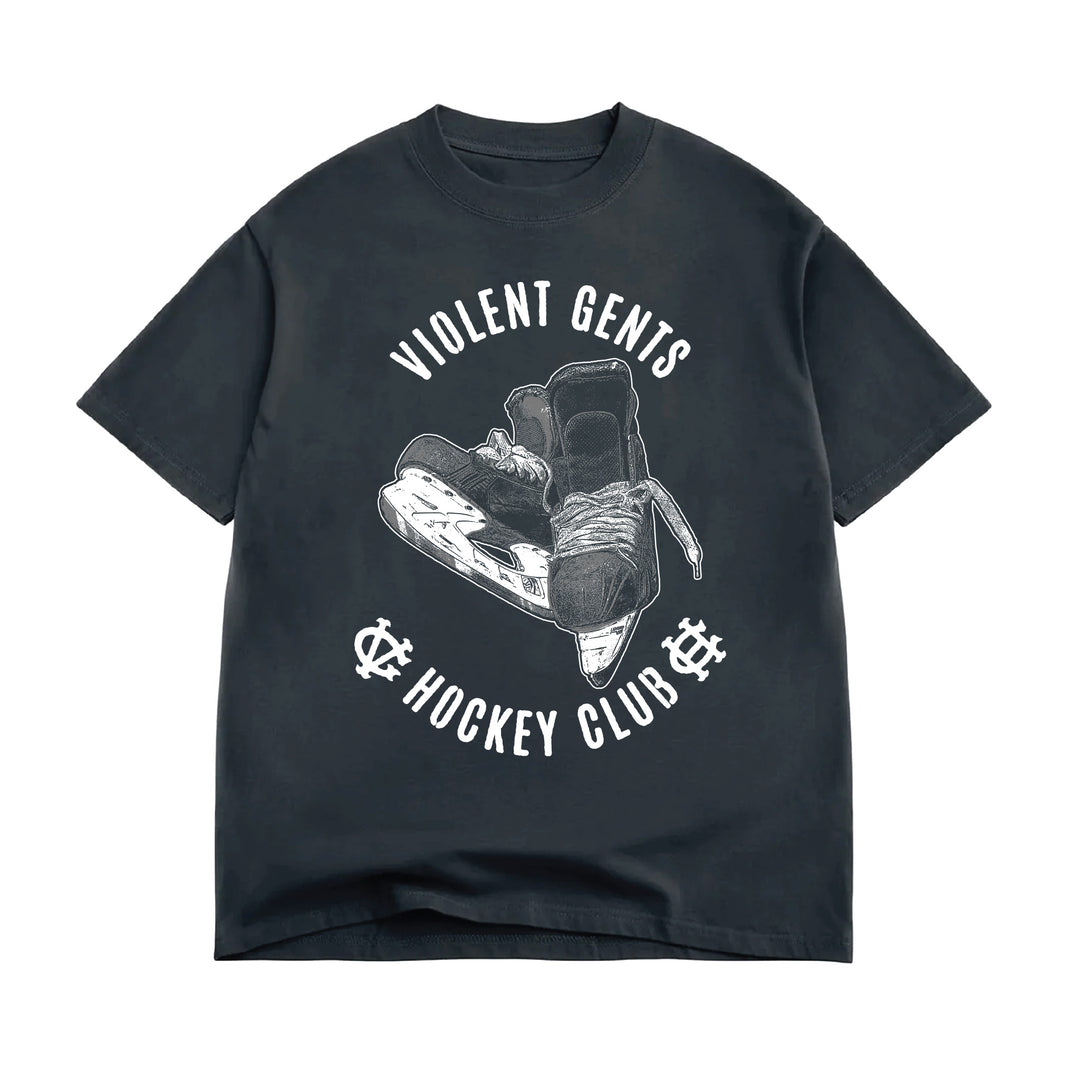 Hockey Agnostic Skate Oversized Box Tee - - Men's T-Shirts - Violent Gentlemen Hockey Lifestyle | Built by Fans for Fans | Perfect Gift for hockey fan or hockey players that live in the hockey culture