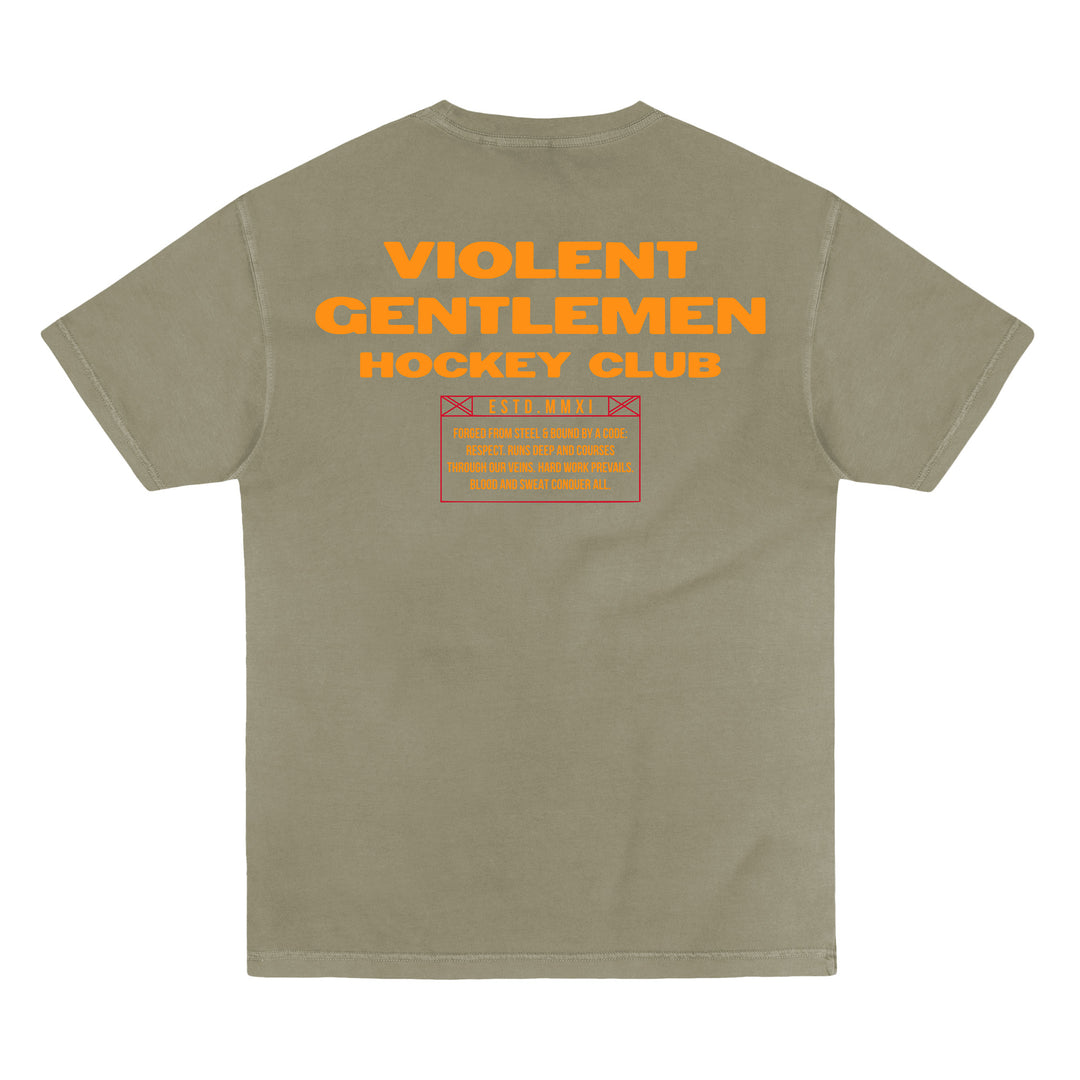 Hockey Thrashed Garment Dye Tee - - Men's T-Shirts - Violent Gentlemen Hockey Lifestyle | Built by Fans for Fans | Perfect Gift for hockey fan or hockey players that live in the hockey culture