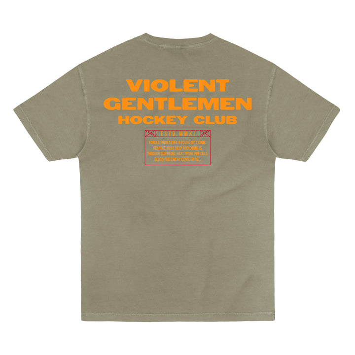 Hockey Thrashed Garment Dye Tee - - Men's T-Shirts - Violent Gentlemen Hockey Lifestyle | Built by Fans for Fans | Perfect Gift for hockey fan or hockey players that live in the hockey culture