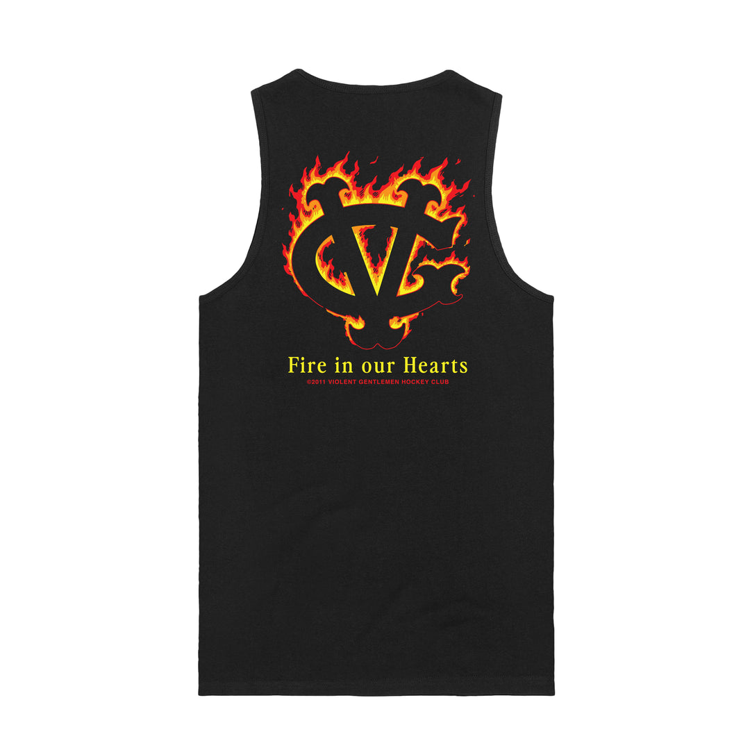 Hockey Winger In Flames Premium Tank Top - - Men's Tank Tops - Violent Gentlemen Hockey Lifestyle | Built by Fans for Fans | Perfect Gift for hockey fan or hockey players that live in the hockey culture