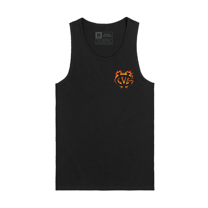 Hockey Winger In Flames Premium Tank Top - - Men's Tank Tops - Violent Gentlemen Hockey Lifestyle | Built by Fans for Fans | Perfect Gift for hockey fan or hockey players that live in the hockey culture
