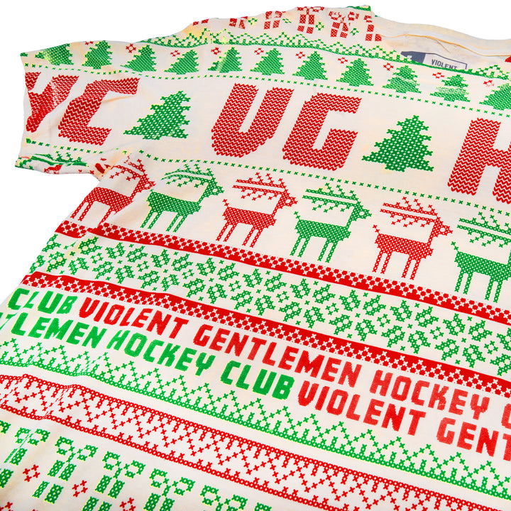 Hockey Yuletide All-Over Vintage Tee - - Men's T-Shirts - Violent Gentlemen Hockey Lifestyle | Built by Fans for Fans | Perfect Gift for hockey fan or hockey players that live in the hockey culture