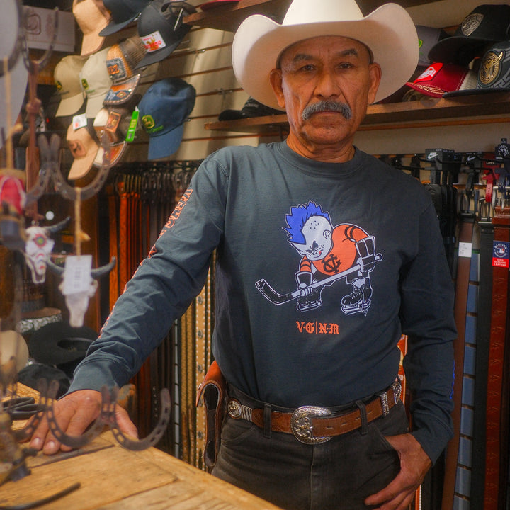 Hockey Punk Garment Dye Long Sleeve Tee - - Men's Long Sleeve T-Shirts - Violent Gentlemen Hockey Lifestyle | Built by Fans for Fans | Perfect Gift for hockey fan or hockey players that live in the hockey culture