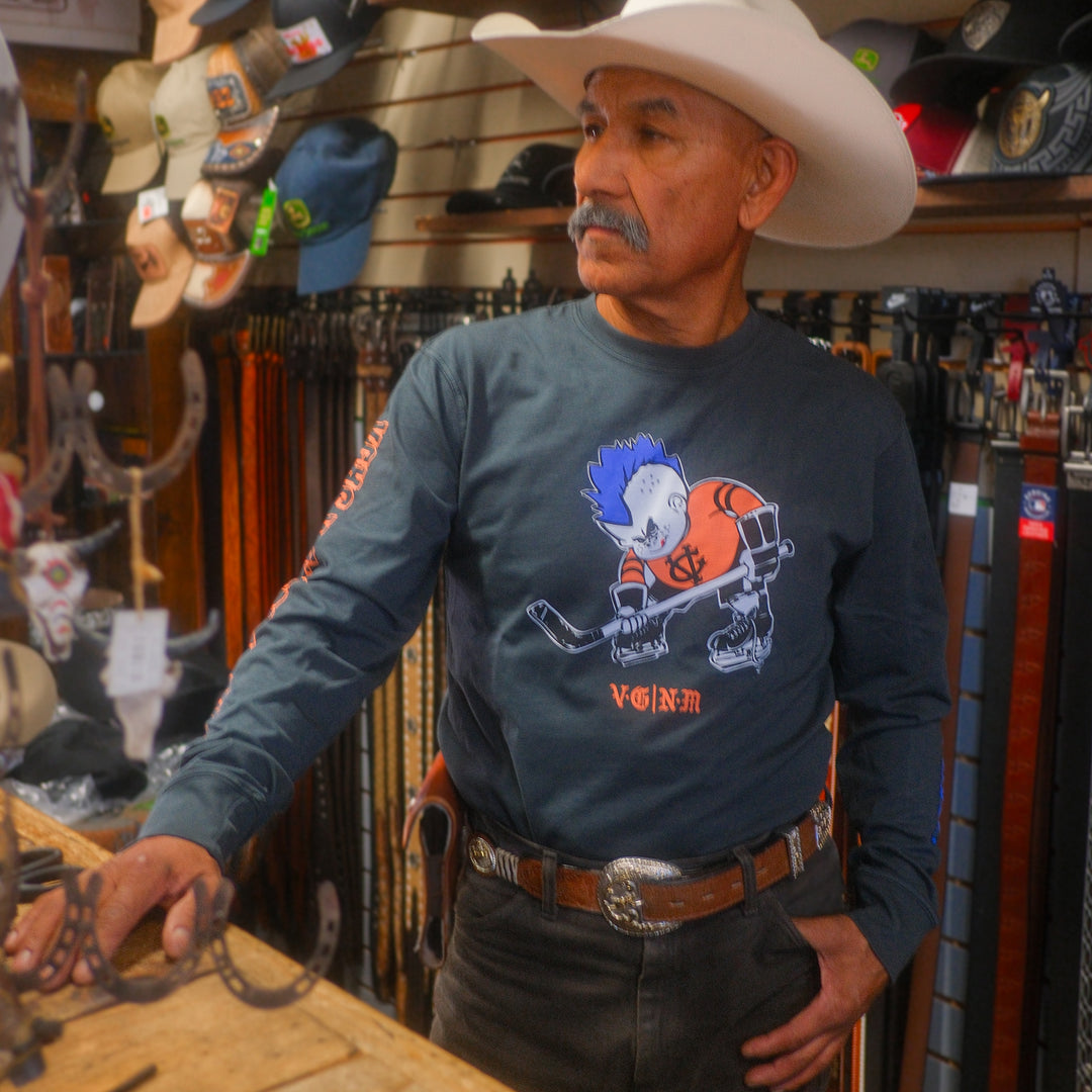 Hockey Punk Garment Dye Long Sleeve Tee - - Men's Long Sleeve T-Shirts - Violent Gentlemen Hockey Lifestyle | Built by Fans for Fans | Perfect Gift for hockey fan or hockey players that live in the hockey culture
