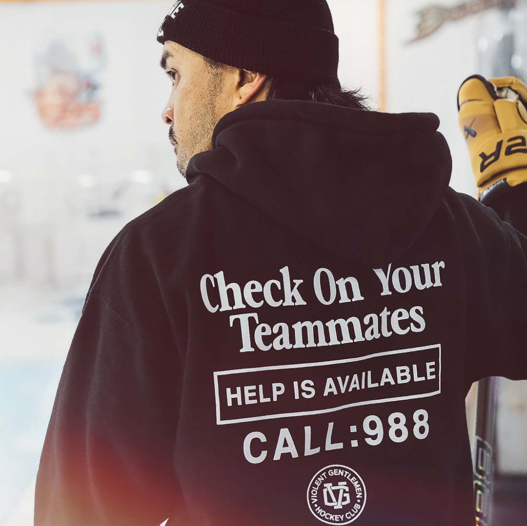 Hockey Check On Your Teammates Pullover Hood - - Men's Fleece Tops - Violent Gentlemen Hockey Lifestyle | Built by Fans for Fans | Perfect Gift for hockey fan or hockey players that live in the hockey culture