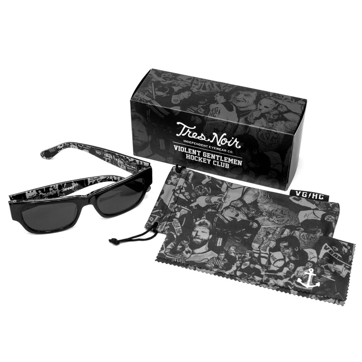 Hockey Tio Tres Noir Sunglasses - - Accessories - Violent Gentlemen Hockey Lifestyle | Built by Fans for Fans | Perfect Gift for hockey fan or hockey players that live in the hockey culture
