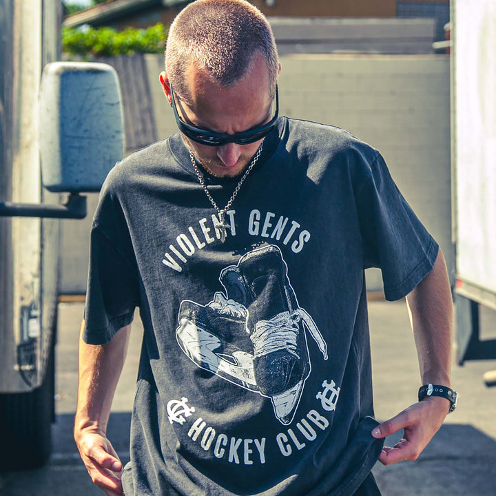 Hockey Agnostic Skate Oversized Box Tee - - Men's T-Shirts - Violent Gentlemen Hockey Lifestyle | Built by Fans for Fans | Perfect Gift for hockey fan or hockey players that live in the hockey culture