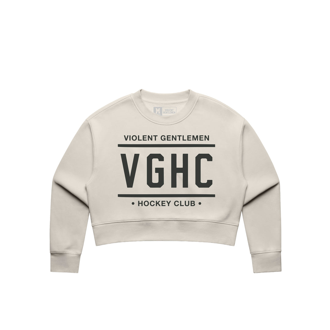 Hockey Rinkside Womens Crop Crew Neck - - Women's Fleece Tops - Violent Gentlemen Hockey Lifestyle | Built by Fans for Fans | Perfect Gift for hockey fan or hockey players that live in the hockey culture