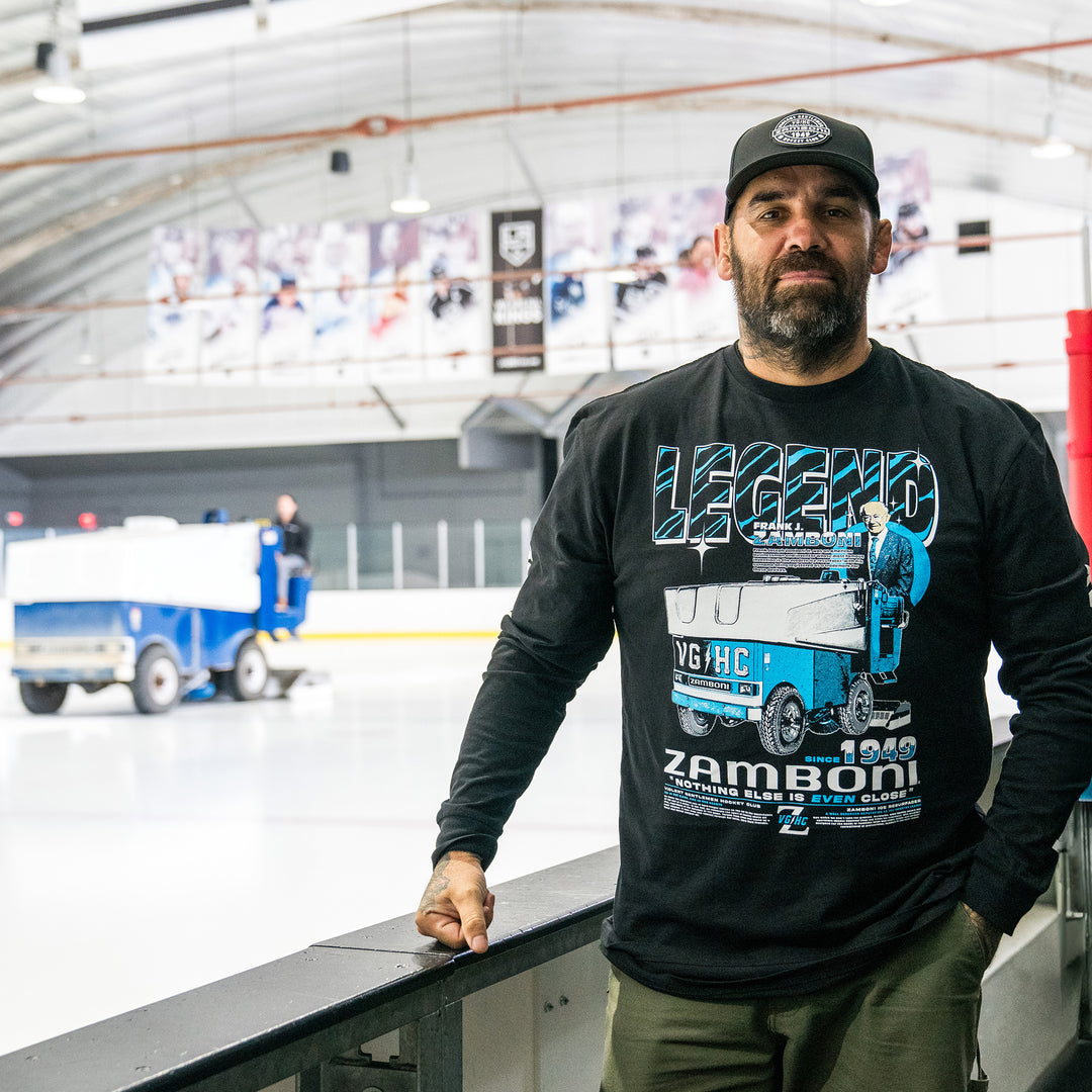Hockey Frank J Zamboni Long Sleeve Tee - - Men's Long Sleeve T-Shirts - Violent Gentlemen Hockey Lifestyle | Built by Fans for Fans | Perfect Gift for hockey fan or hockey players that live in the hockey culture
