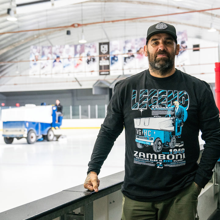 Hockey Frank J Zamboni Long Sleeve Tee - - Men's Long Sleeve T-Shirts - Violent Gentlemen Hockey Lifestyle | Built by Fans for Fans | Perfect Gift for hockey fan or hockey players that live in the hockey culture