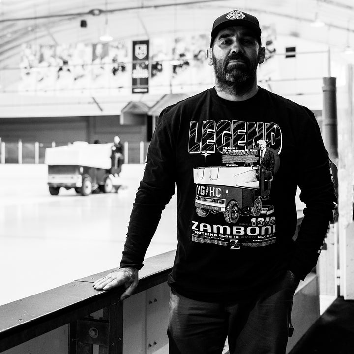 Hockey Frank J Zamboni Long Sleeve Tee - - Men's Long Sleeve T-Shirts - Violent Gentlemen Hockey Lifestyle | Built by Fans for Fans | Perfect Gift for hockey fan or hockey players that live in the hockey culture