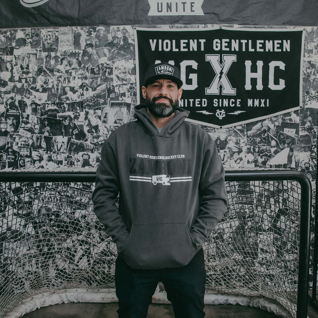 Hockey Two Line Pass Relaxed Pullover Hood - - Men's Fleece Tops - Violent Gentlemen Hockey Lifestyle | Built by Fans for Fans | Perfect Gift for hockey fan or hockey players that live in the hockey culture