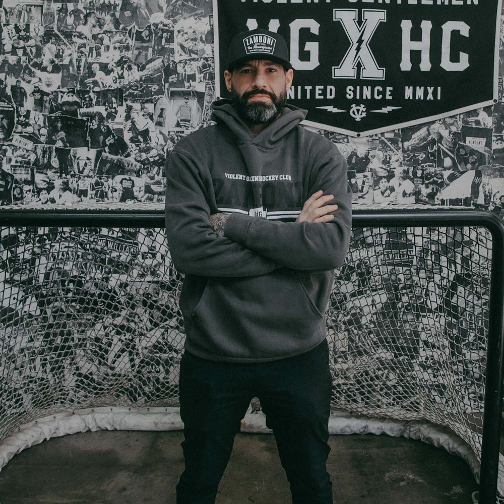 Hockey Two Line Pass Relaxed Pullover Hood - - Men's Fleece Tops - Violent Gentlemen Hockey Lifestyle | Built by Fans for Fans | Perfect Gift for hockey fan or hockey players that live in the hockey culture