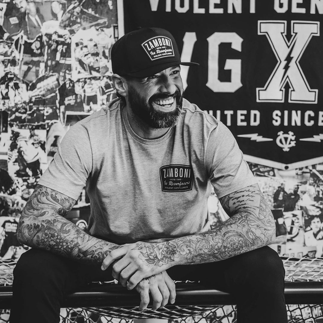 Hockey Zamboni Badge Premium Tee - - Men's T-Shirts - Violent Gentlemen Hockey Lifestyle | Built by Fans for Fans | Perfect Gift for hockey fan or hockey players that live in the hockey culture