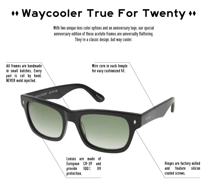 Hockey Waycooler True For Twenty Tres Noir Sunglasses - - Accessories - Violent Gentlemen Hockey Lifestyle | Built by Fans for Fans | Perfect Gift for hockey fan or hockey players that live in the hockey culture